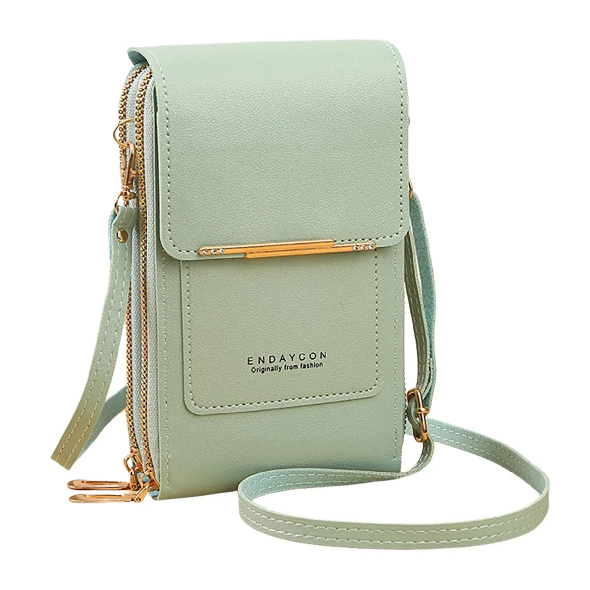 sac à bandoulière pour téléphone avec fenêtre tactile, en cuir premium, anti-rfid, léger, pour femme, portefeuille