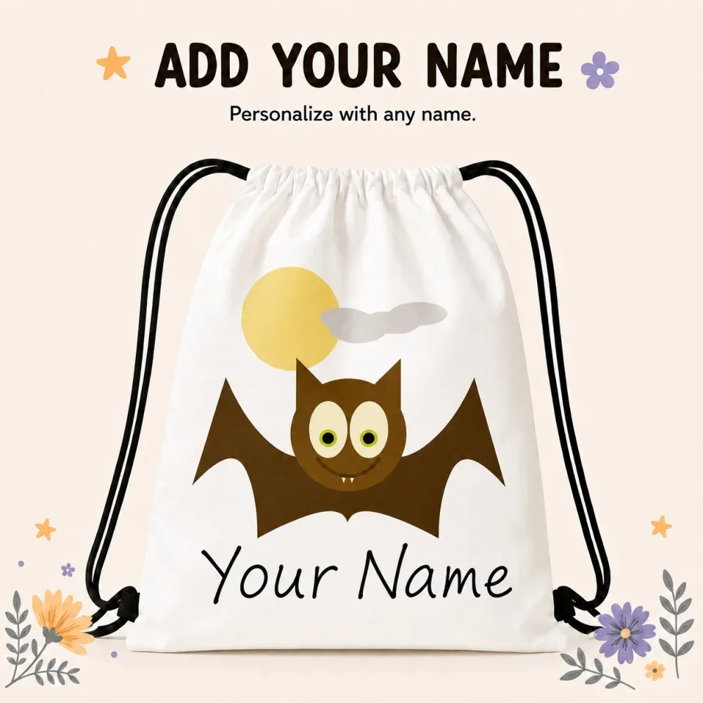 sac à dos de rangement personnalisé pour halloween, sac à cordon léger avec impression de nom personnalisable pour halloween trick or treat