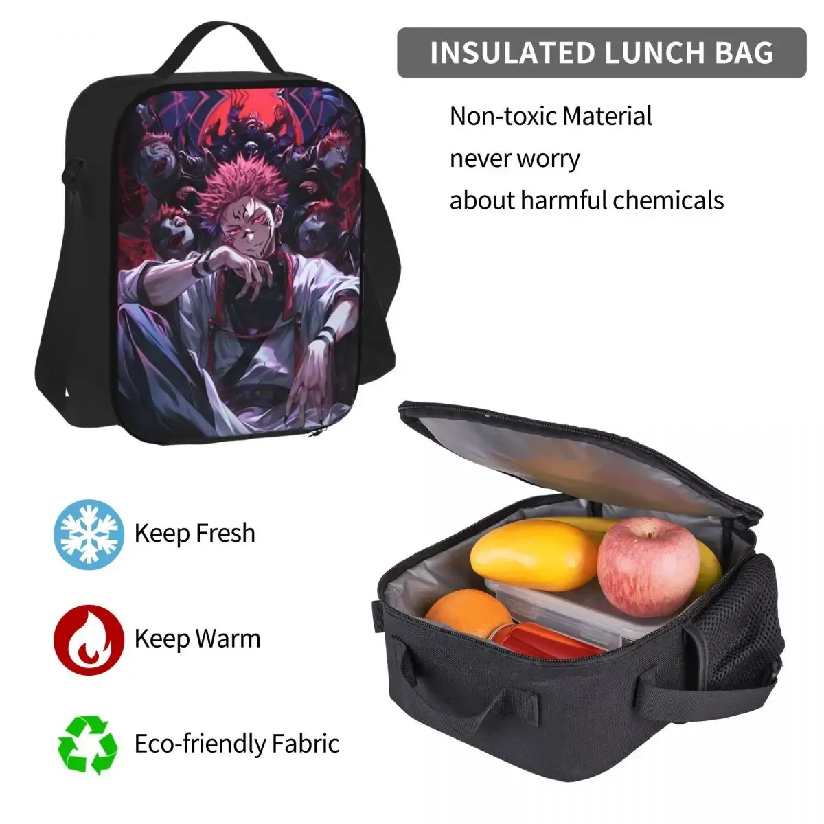 sac dos polyester noir motif animé format grand volume usage étudiant lycéen informatique bandes latérales pochette stylos sac main assorti