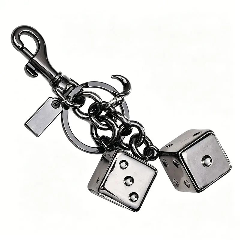 breloque de sac à dés rétro or/argent, porte-clés, pendentif cube à points de cristal étincelants, accessoire détachable pour sacs à bandoulière