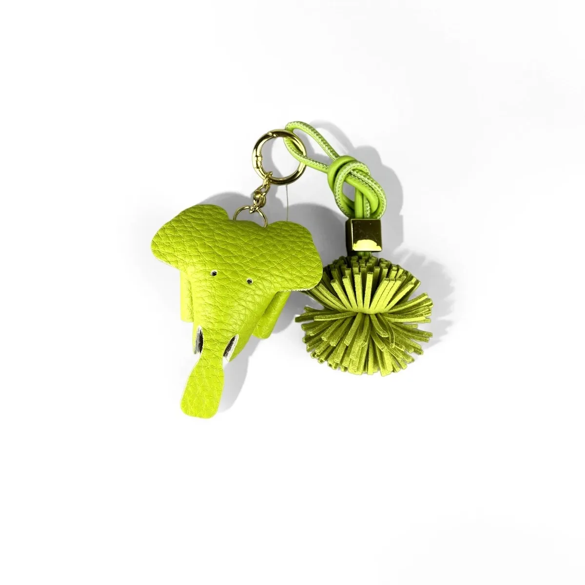 pochette ornementale cuir vert citron motif floral pince elephanțt cadeau voyage accompagnement mini sac écouteurs câbles organisateur