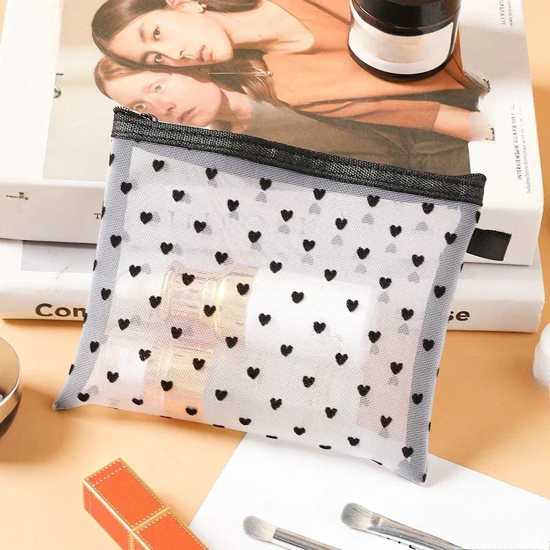 sac à cosmétiques en maille pour femmes, rangement de voyage, sac de maquillage, organisateur, pochette de maquillage portable, petite et grande trousse de toilette et de beauté