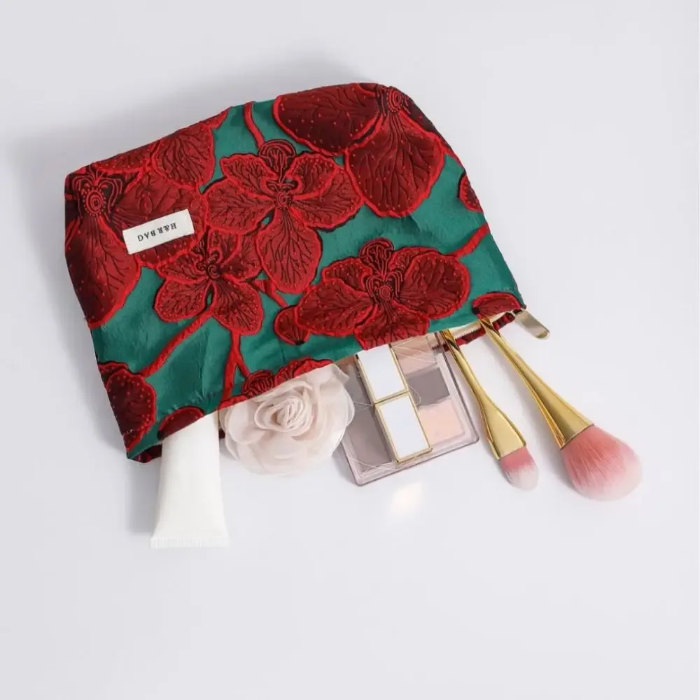 sac de rangement pour serviettes hygiéniques de voyage, trousse de maquillage rouge chinois rétro, sac de rangement portable de grande capacité pour les évaluateurs cosmétiques