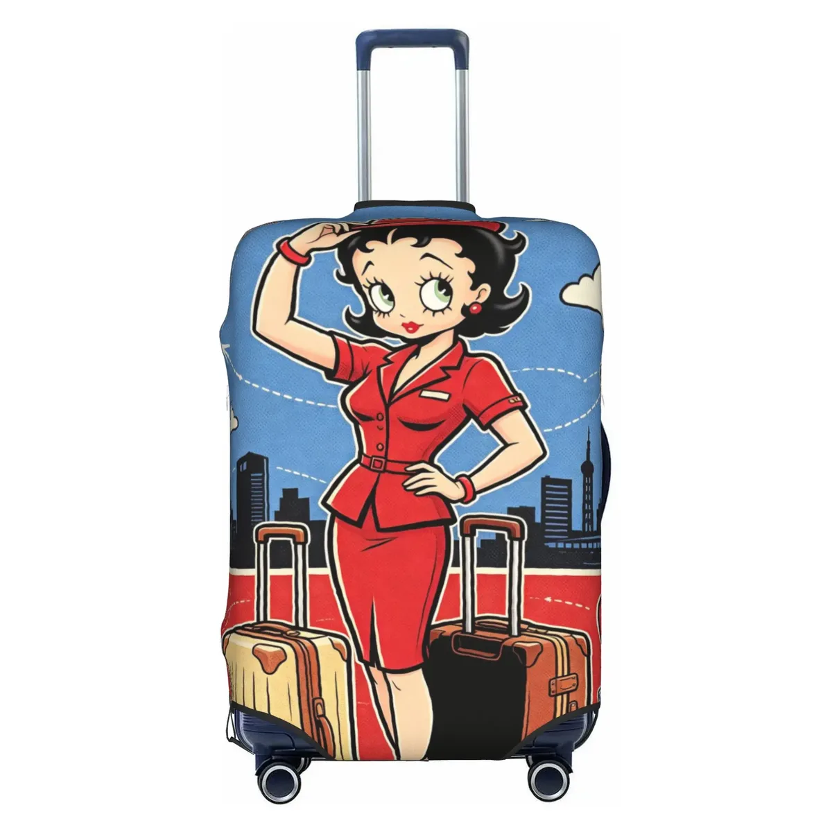housse de valise élastique personnalisée b-bettys cartoon boop, housse de bagage de voyage classique d'anime pour valises de 18 à 32 pouces