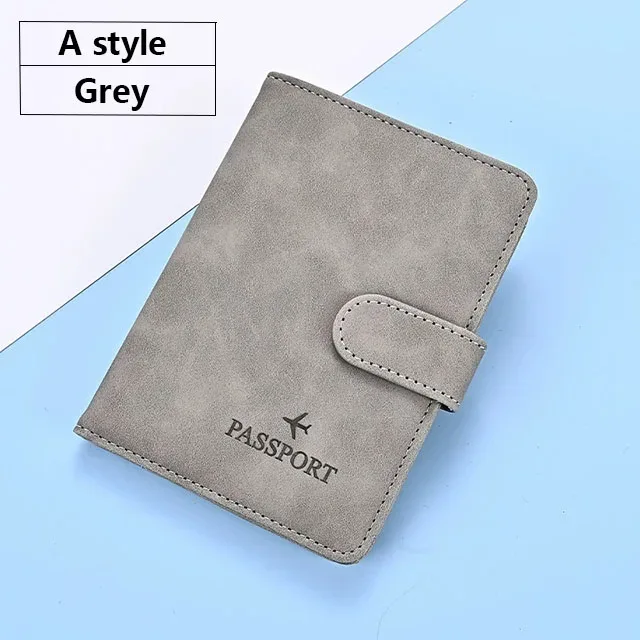 portefeuille de voyage en cuir pu souple multi-fentes avec logo avion, fermeture à pression, porte-cartes sim et porte-documents d'identité