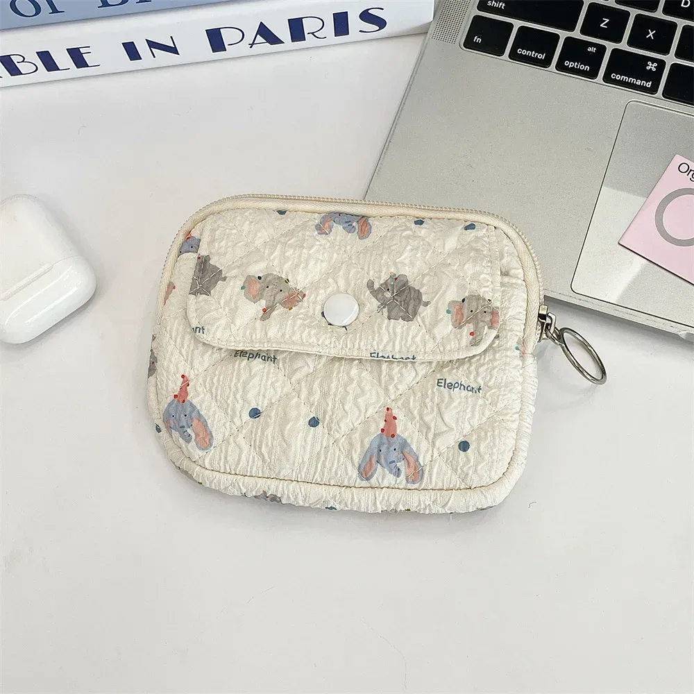 trousse cosmétique tissu coton motifs dessins animaux poche avant zippée format petite boîte usage voyage femmes