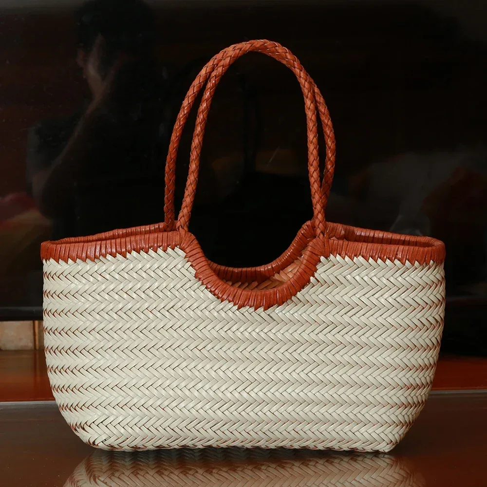 sac à main en cuir véritable pour femmes, grand sac fourre-tout vintage, sac à bandoulière décontracté, sac de shopping en cuir de vache tissé, sac bandoulière pour femmes