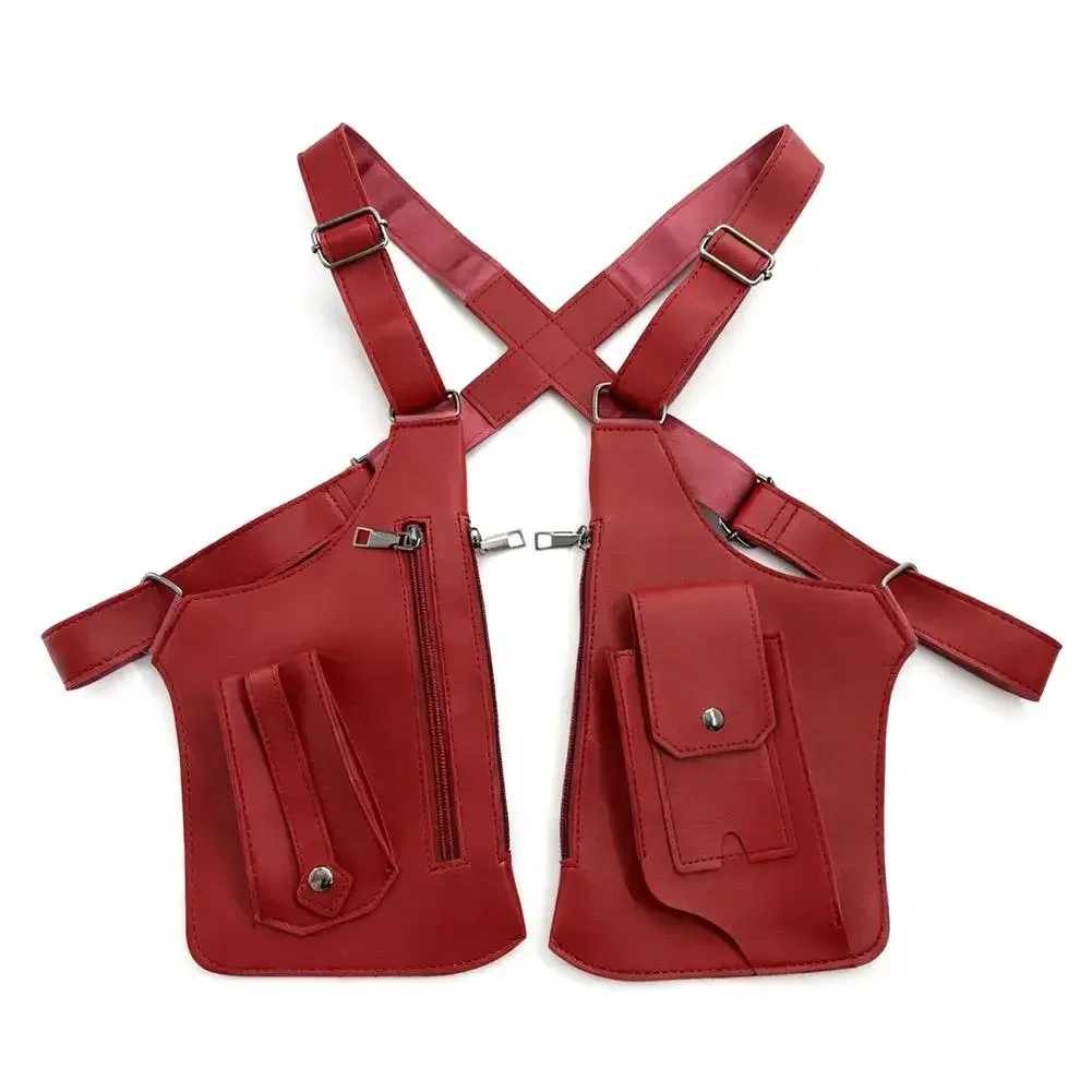 sac de poitrine style gilet, sac à dos utilitaire en cuir pu, streetwear réglable, sac à bandoulière tactique pour gilet pour moi l9b4