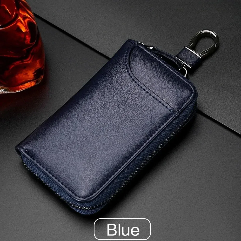 porte-clés en cuir véritable unisexe, sac à clés, organisateur multifonction, porte-monnaie, femme de ménage intelligente, petite étui pour clés de voiture, pochette pour clés