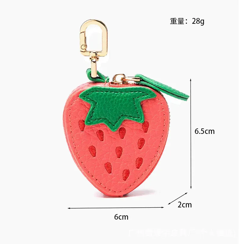 porte-clés en cuir motif fruit mignon, mini porte-monnaie à fermeture éclair pour sac à dos, breloque pour femme et fille, accessoires de vacances d'été à la plage, cadeaux