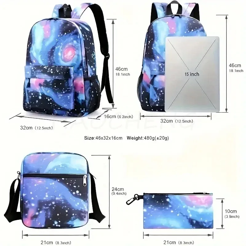nouveau cr7 sac à dos 3 pièces sac de voyage toile sac à dos étudiants sac d'école pour garçons filles toile adolescents ordinateur portable fermeture éclair mochilas pour cadeau