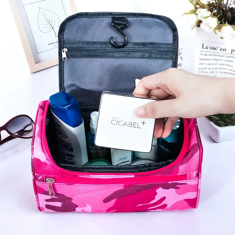 sac à cosmétiques de camouflage de maquillage, organisateur de voyage unisexe, trousse de toilette, sac de rangement, pochette de lavage étanche suspendue de grande capacité