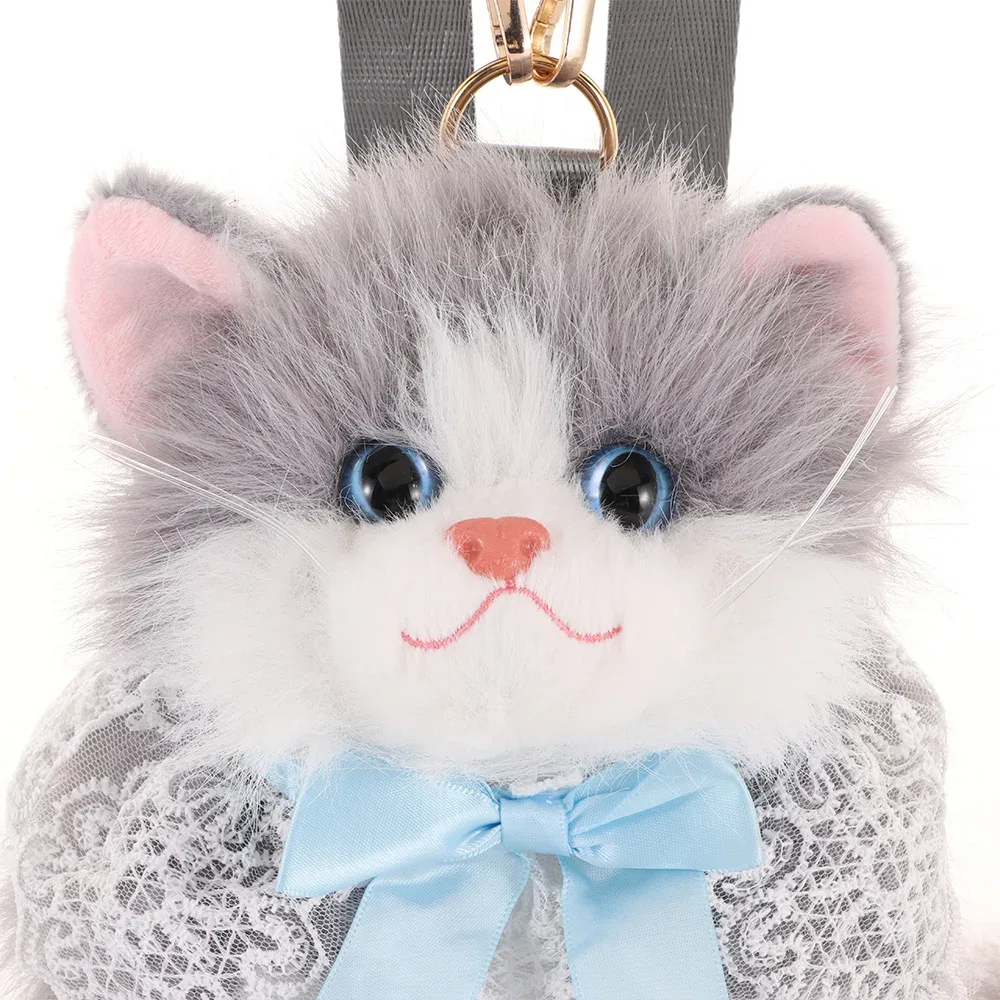 nouveau sac à dos chat réaliste en forme de poupée, doux, moelleux, mignon, sac à dos de dessin animé, sac à bandoulière, cadeaux