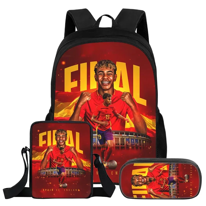 ensemble de 3 sacs à dos l-lamin yamal pour enfants, sac à dos d'école pour écoliers, star du football, meilleur cadeau, sac à bandoulière, sacs à crayons, sac à livres