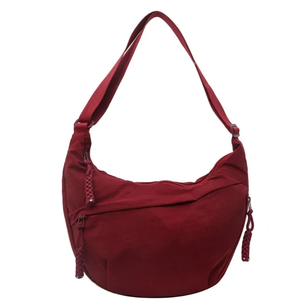 sacs à bandoulière en toile décontractés coréens simplifiés, sac hobos de sport de grande capacité, sac de boulettes léger de couleur unie pour femmes