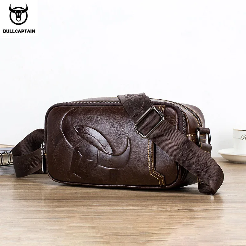 BULLCAPTAIN marque hommes bandoulière sacs à bandoulière de haute qualité mode hommes Bages homme d'affaires sac de messager en cuir véritable sac