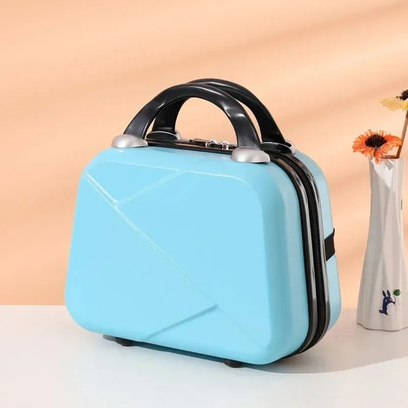 sac de maquillage de voyage pour femmes de 14 pouces, mini valise compacte en plastique abs, design uni, idéal pour un usage personnel