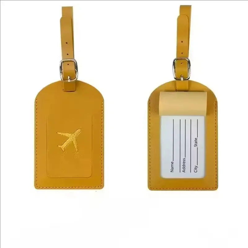 étiquette de bagage de voyage en cuir pu épaisse avec marquage à chaud, étiquette de sac à main, couverture de passeport