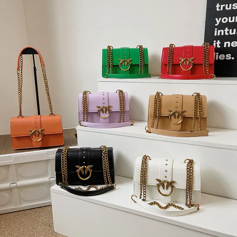 sac bandoulière pinko swallow chain bacchus, nouveau sac à main tendance européen et américain, sac porté épaule ou sous le bras