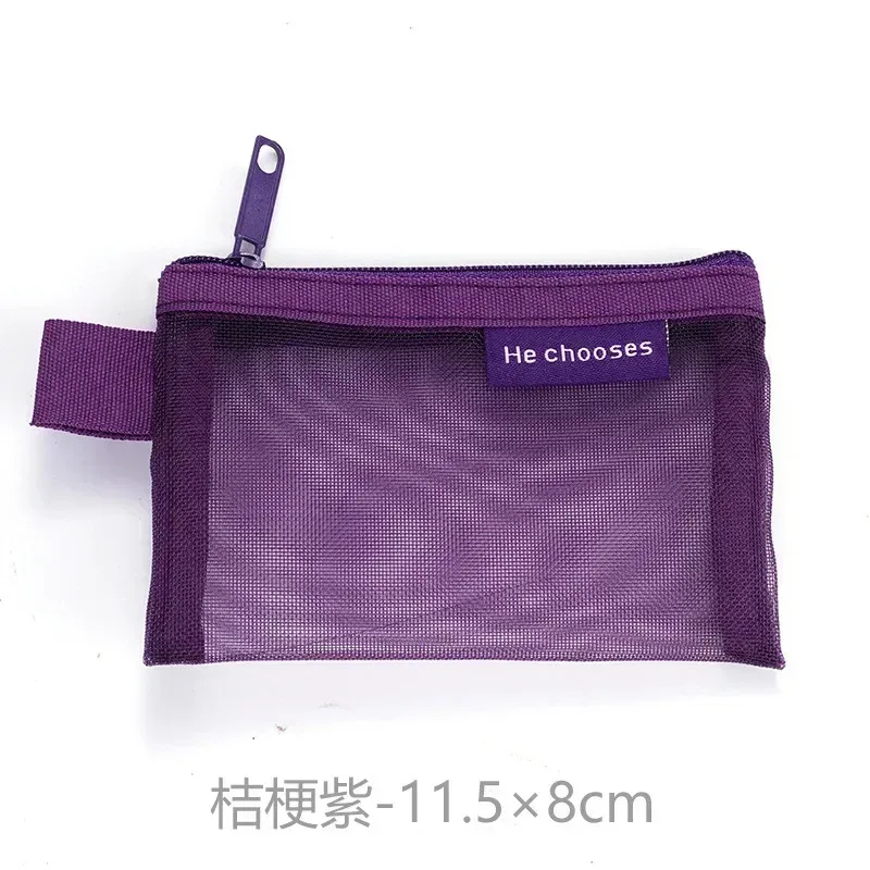 petit sac carré de couleur unie pour pièces de monnaie, maille en nylon, rouge à lèvres, clé, écouteurs, support organisateur, bus, banque, carte d'identité, cartes de crédit, pochette de rangement