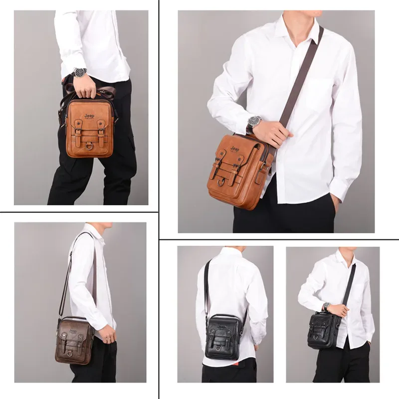 sacs pour hommes de marque jeep, sacs à bandoulière en cuir de haute qualité, marron et noir, pour affaires et loisirs, sacs à main pour ipad de 7.9 pouces