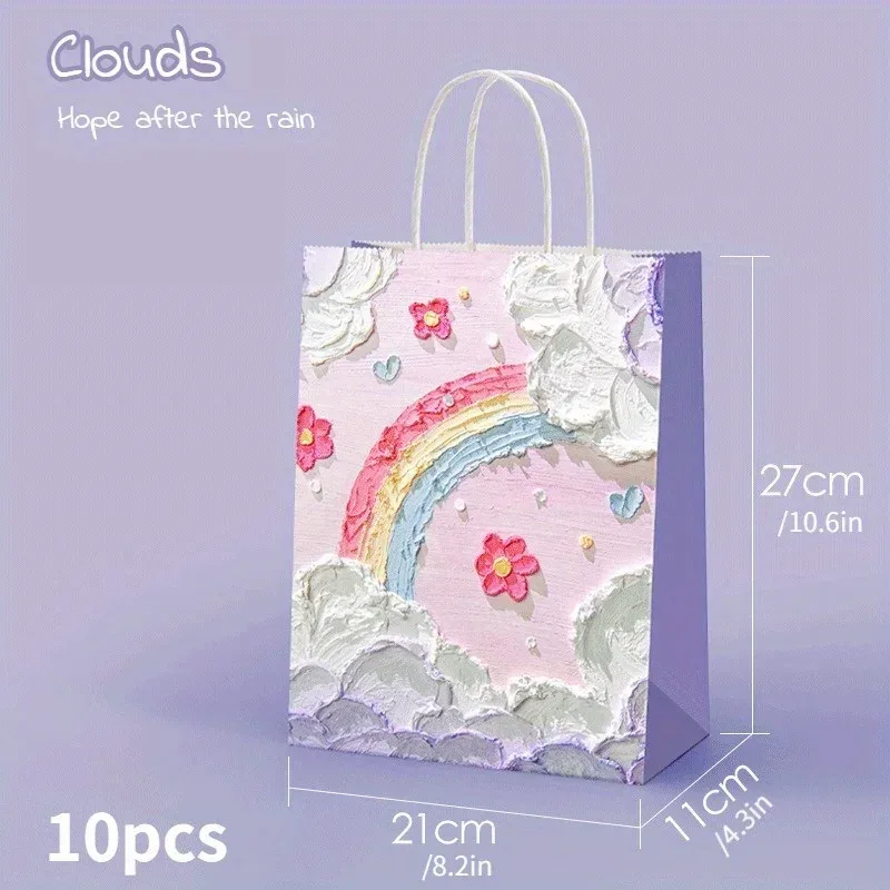 sacs cadeaux kraft blancs, cadeaux créatifs de vacances, fourre-tout avec texte, sacs-cadeaux de la journée de léon, sacs d'emballage, 10 pièces