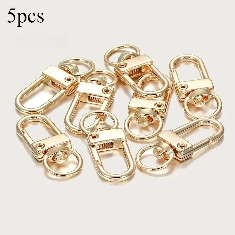 porte-clés à boucle de porte tournante, 5 pièces, bijoux, accessoires de bricolage, or et argent, boucle de sac universelle, accessoires de sac à dos