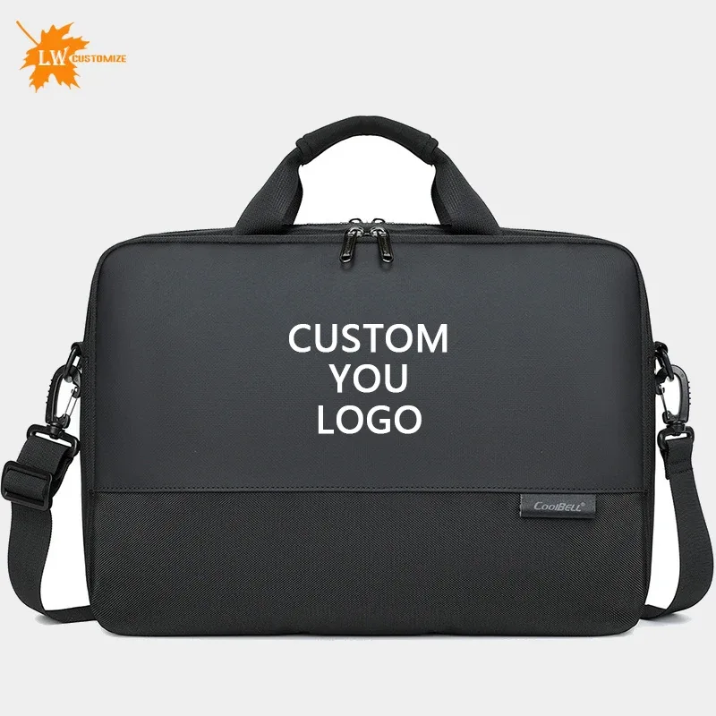 Porte-documents Portable léger haut de gamme personnalisé avec Logo sac à bandoulière pour ordinateur Portable 15 pouces sac officiel pour hommes nom imprimé en gros