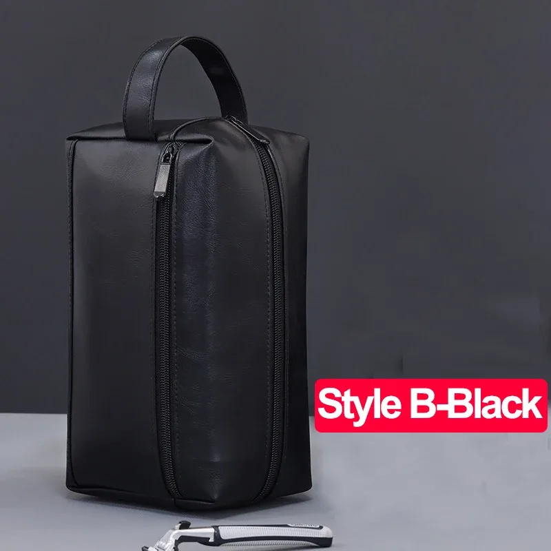 trousse de toilette imperméable en cuir pu pour hommes et femmes, voyage d'affaires, salle de bain, outils de rasage, pochette de rangement, sac à cosmétiques, sac de besoin pour femmes