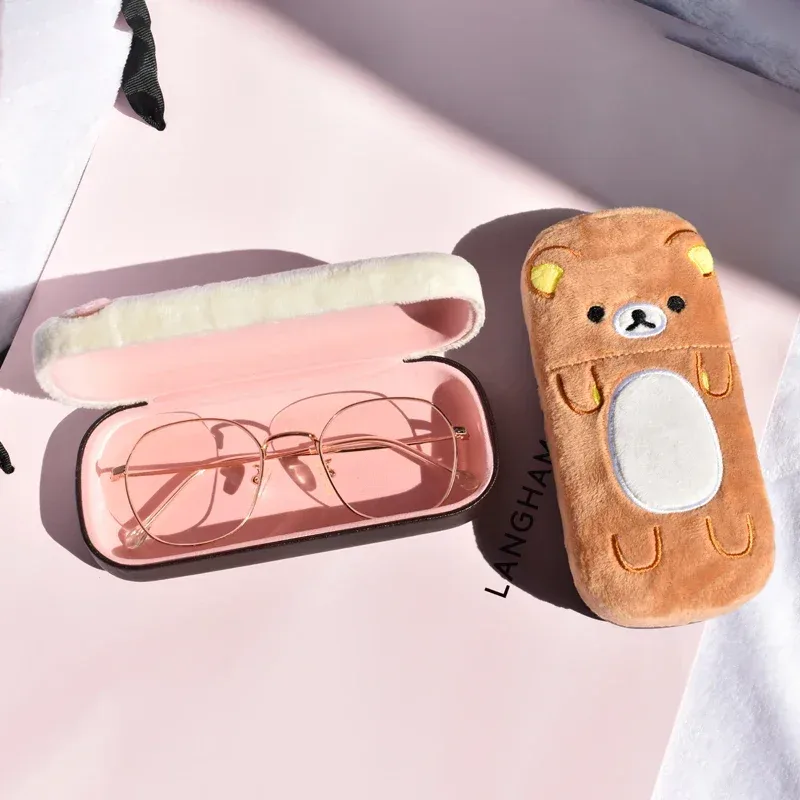 mignon rilakkuma peluche boîte à lunettes kawaii étui à lunettes dessin animé étui à lunettes organisateur étuis à lunettes