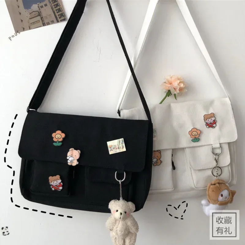 femmes simple sac de messager sacoche décontractée dames sacs à main sac à bandoulière pochette filles doux imprimé toile croix sacs d'école sacs à main