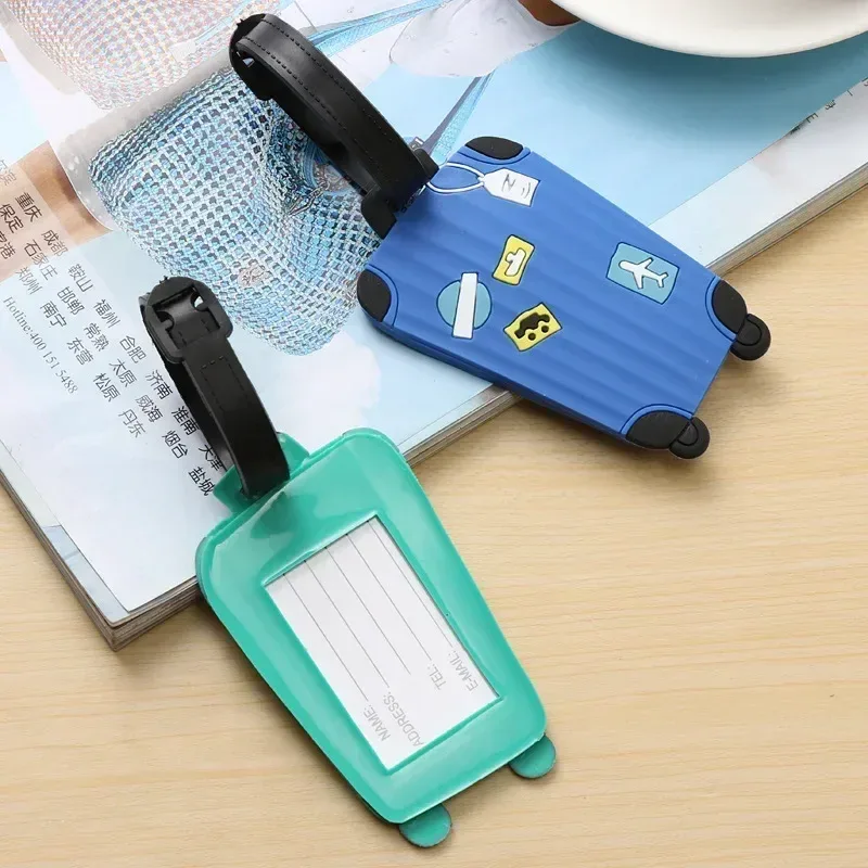 étiquettes de bagage en silicone tendance, accessoires de voyage portables pour l'enregistrement des bagages