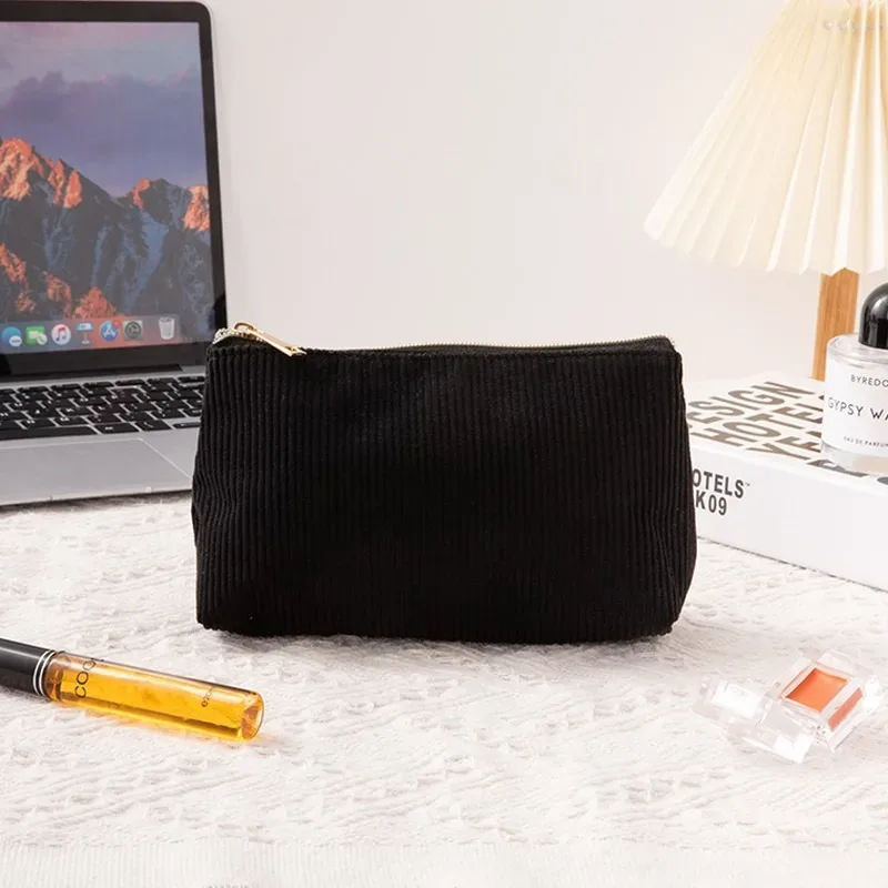 nouveau sac à cosmétiques en velours côtelé pour femmes, trousse de maquillage de grande capacité, trousse à pinceaux de maquillage, organisateur de voyage, trousse de toilette, trousse à crayons pour étudiants