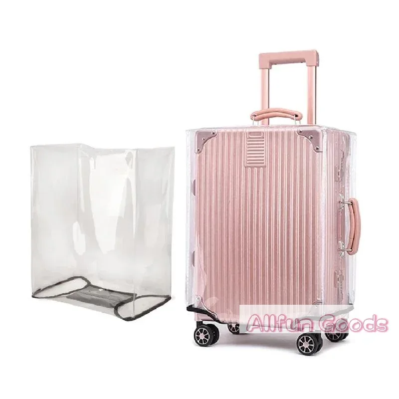 housse valise protection nylon transparente voyage rose rayures verticales pods leger compact angles droits pods cabine
