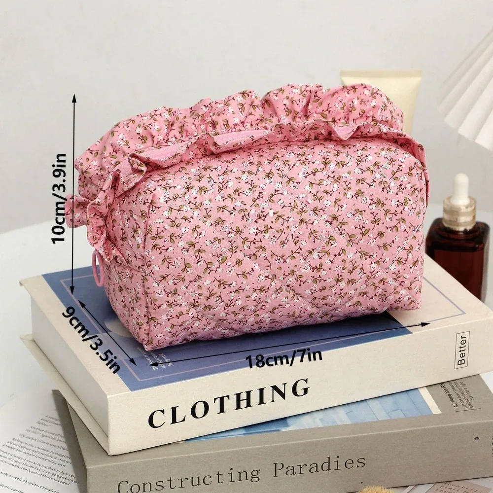 trousse de maquillage noire en dentelle avec nœud pour femme, grande capacité, sac de toilette de voyage, organisateur cosmétique mignon coréen, pochette portable pour femme