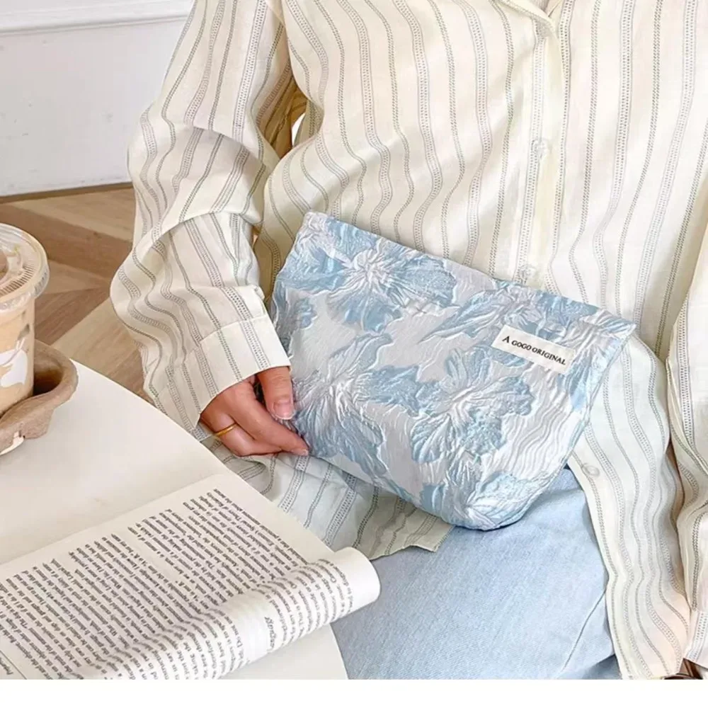 sac de maquillage à motif floral tendance, grande capacité, multi-usages, sac de rangement pour articles de toilette et soins de la peau, sac cosmétique pour femmes