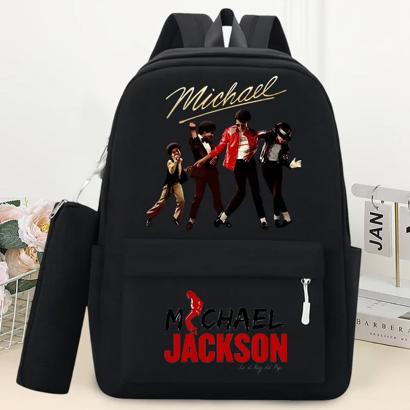 sac à dos king of pop michael jackson avec trousse à crayons, sac à dos à la mode imprimé anime, sacs à dos de rangement pour livres et papeterie pour étudiants