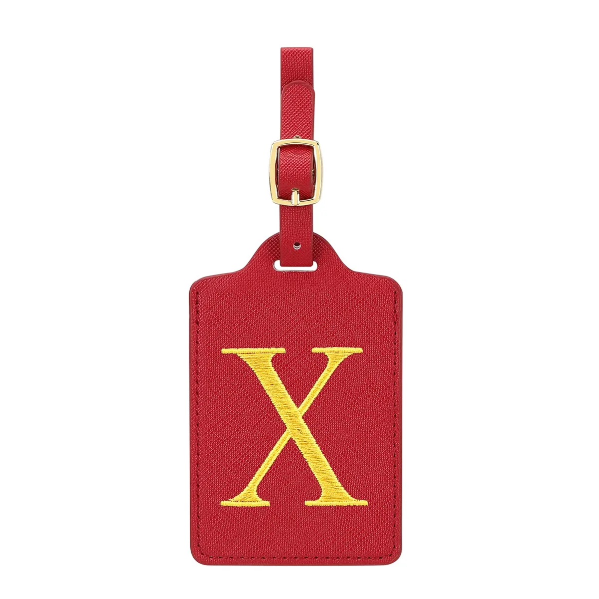 étiquettes de bagage miyin 26 lettres en cuir pu pour valises, protection de la vie privée, accessoires de voyage essentiels, rouge éclatant