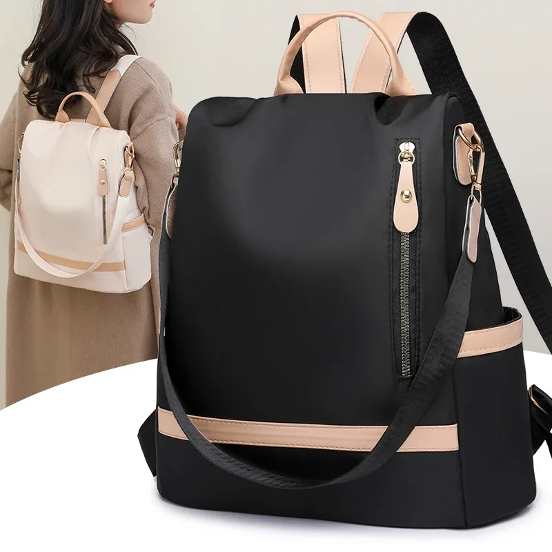 sac à dos antivol en tissu imperméable pour femme, grande capacité, style simple, décontracté, mode voyage, marque initiée