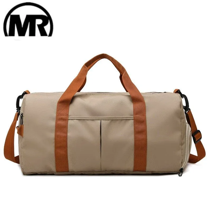 sac voyage polochon oxford khaki beige marron bandoulière poignées compartiments chaussures vêtements humides secs résistant eau transport