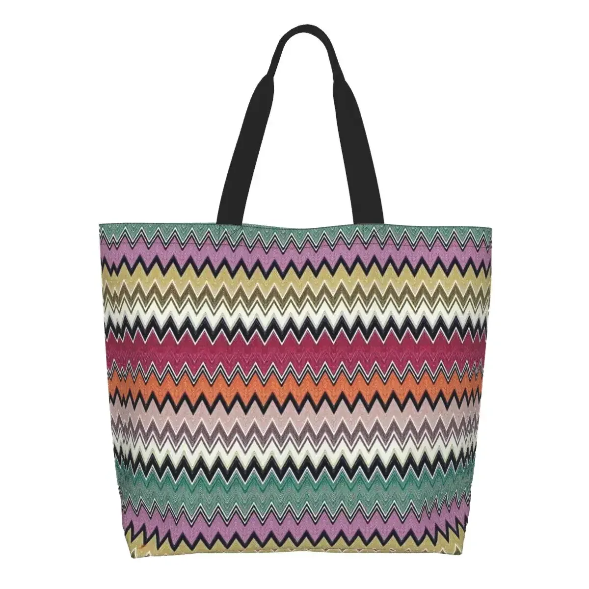 sac fourre-tout personnalisé coloré à motif zig-zag pour la maison, sac de courses en toile bohème géométrique à motif zig-zag, sac à bandoulière pour les courses