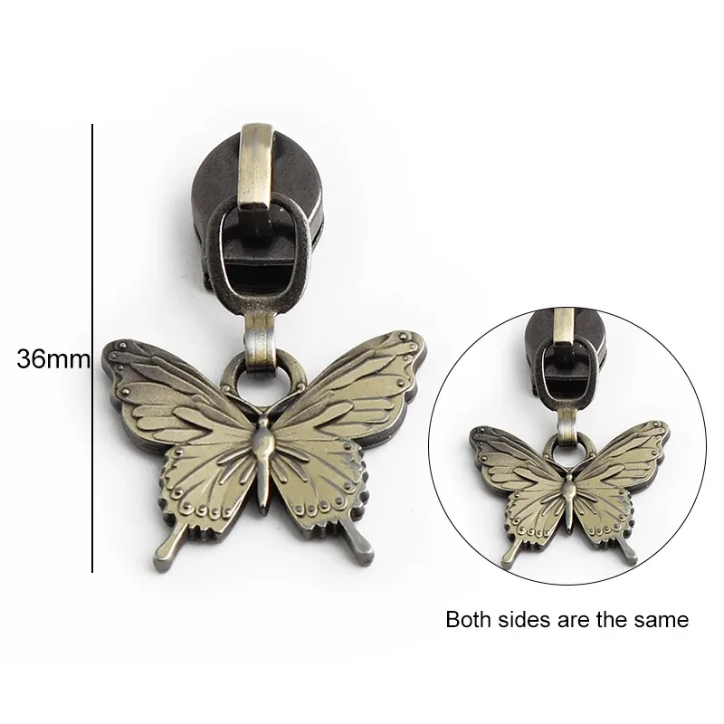 5/10 pièces en forme d'oiseau/abeille/fleur 5 # curseur de fermeture éclair en métal en nylon, pour bricolage, couture, artisanat, vêtements, sacs de rangement de voyage, accessoires à fermeture éclair