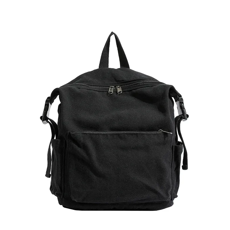 sacs à dos en toile solide pour femmes, sacs de loisirs ou de voyage, cartables de gril de style coréen, sacs d'école en tissu mignon, unisexe, 100% coton