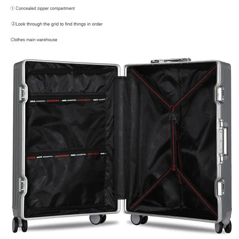 valise à roulettes de 28 pouces grande capacité avec cadre en aluminium, coque épaissie, bagage d'affaires avec serrure tsa intégrée
