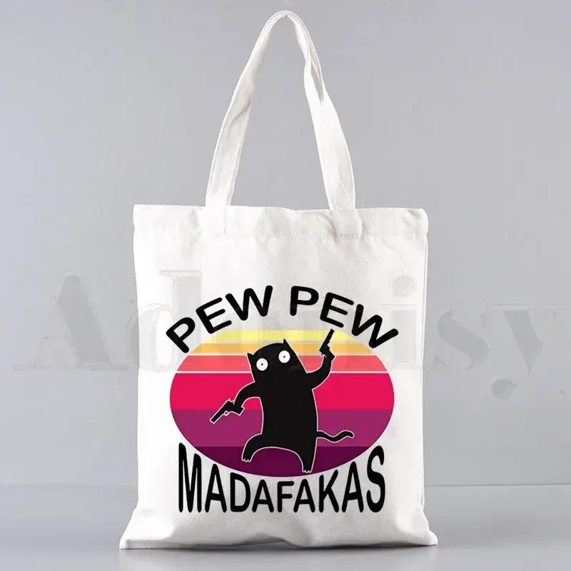 pew pew madafakas sac fourre-tout unisexe sacs en toile sacs à provisions imprimé sac à bandoulière décontracté pliable