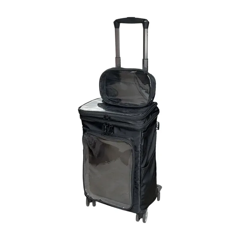 valise polyester noire motif floral rouge bleu bagage rigide 20 pouces voyage adolescents harajuku
