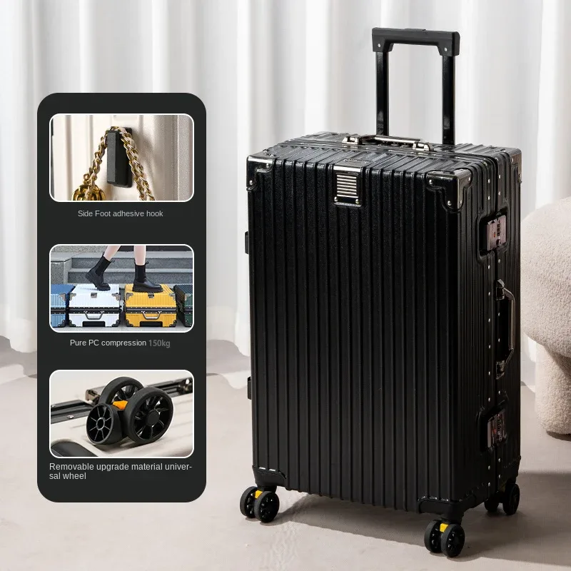 valise cadre en aluminium 20 pouces boîtier de chariot de transport roues universelles amovibles 22-30 pouces valises de voyage de grande capacité