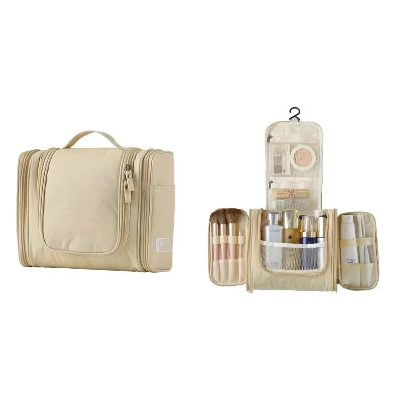 sac de toilette multifonctionnel suspendu, organiseur de cosmétiques portable et imperméable pour les voyages et la salle de bain