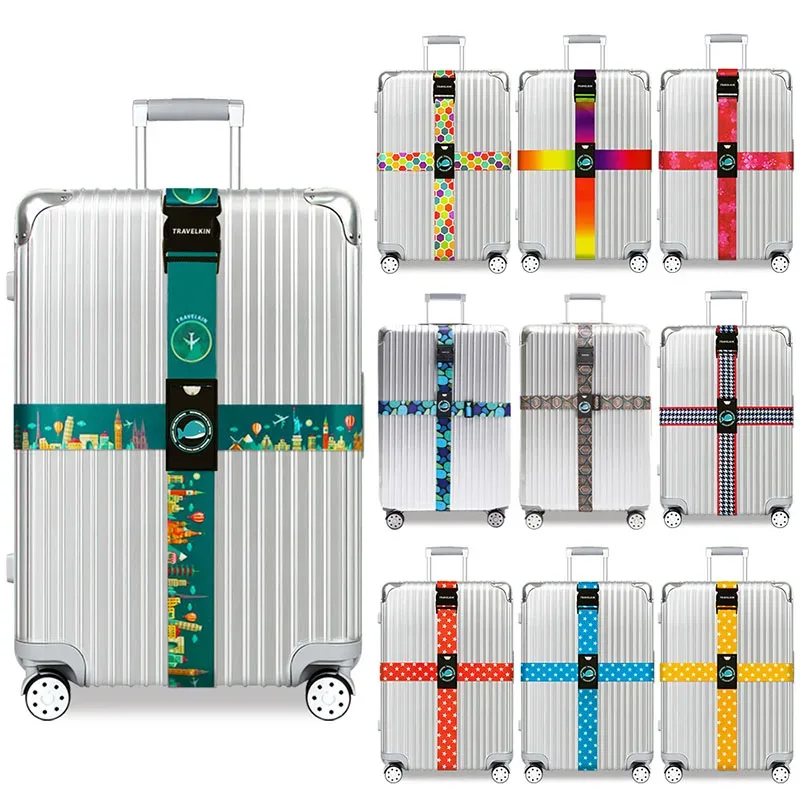 cadenas serrure tsa polyester géométrique multicolore hexagon carré sangles ajustables sac voyage ensemble huit