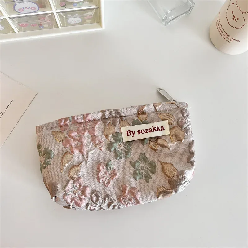 trousse de maquillage à fermeture éclair pour femmes, nouveaux sacs à cosmétiques, organiseurs, instituts floraux, stockage de poudres, trousse de maquillage, voyage
